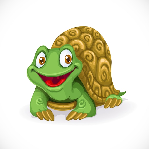 Tortuga de dibujos animados lindo aislado sobre fondo blanco