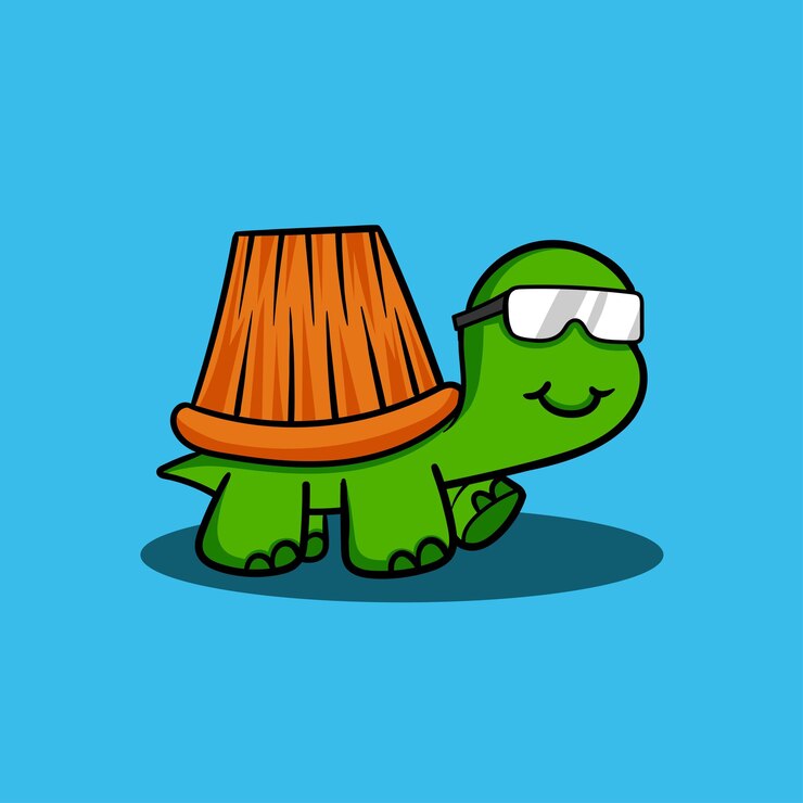 Vector tortuga de dibujos animados lindo vector con gafas