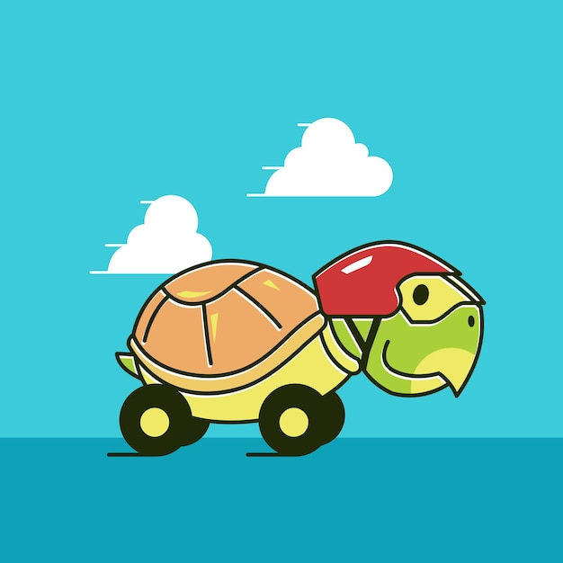 Vector tortuga divertida tortuga coche carrera rápido reptil exótico dibujos