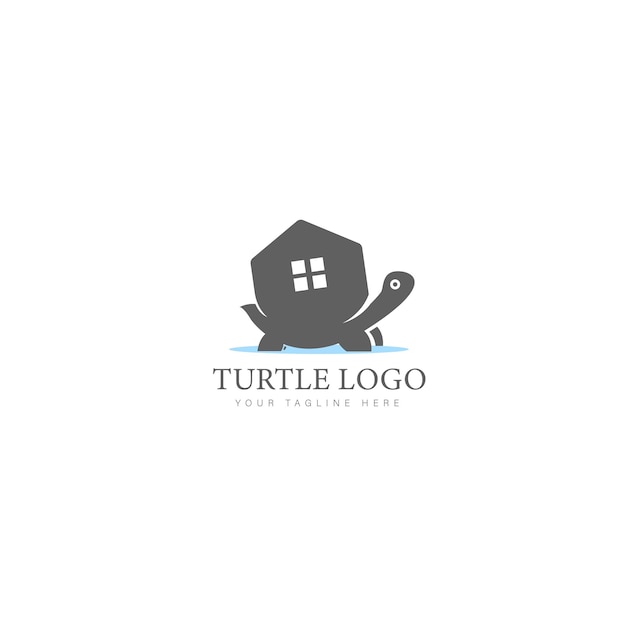 Tortuga con ilustración de icono de diseño de logotipo de casa