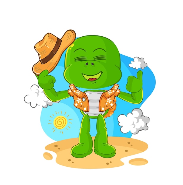 Tortuga ir de vacaciones vector de mascota de dibujos animados