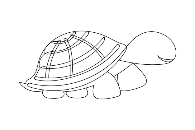 Tortuga en una línea Dibujo en línea continua de una tortuga marina