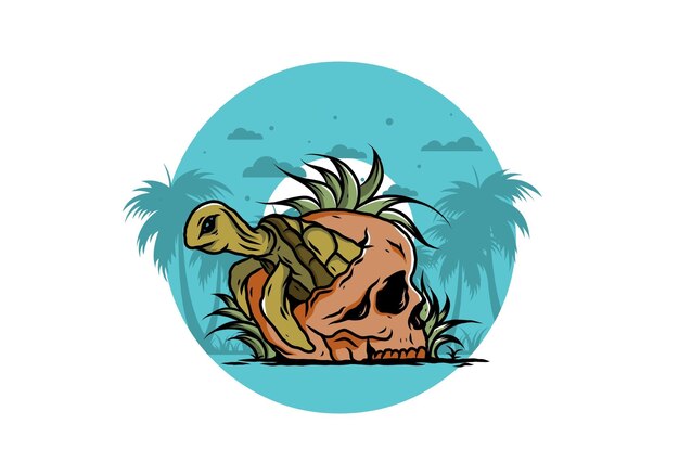 Tortuga marina en la ilustración del cráneo