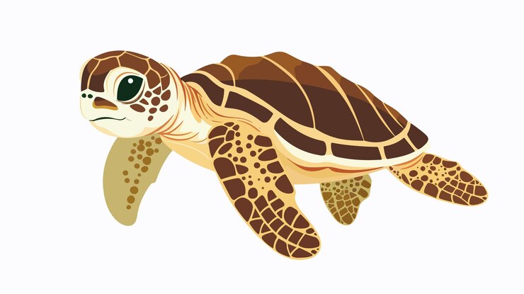 Vector una tortuga con un ojo verde y ojos marrones