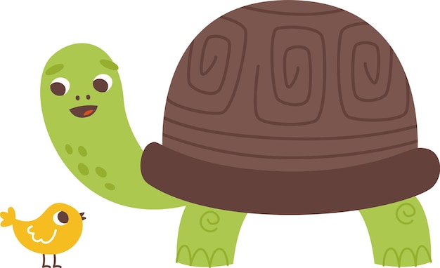 Tortuga y pájaro