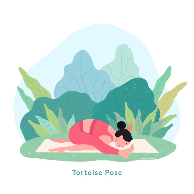 Tortuga Pose de yoga Entrenamiento de mujer fitness aeróbico y ejercicios