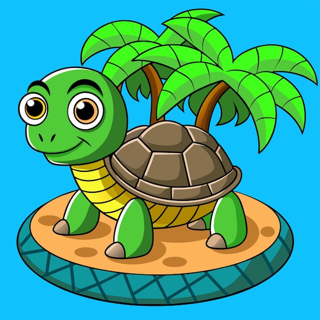 Vector tortuga terrapin océano dibujado a mano plano elegante mascota personaje de dibujos animados dibujo pegatina concepto de icono