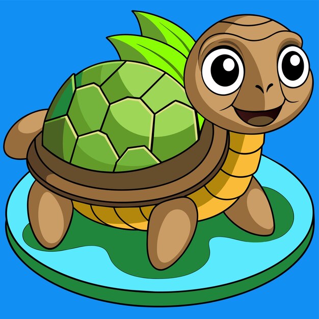 Vector tortuga terrapin océano dibujado a mano plano elegante mascota personaje de dibujos animados dibujo pegatina concepto de icono