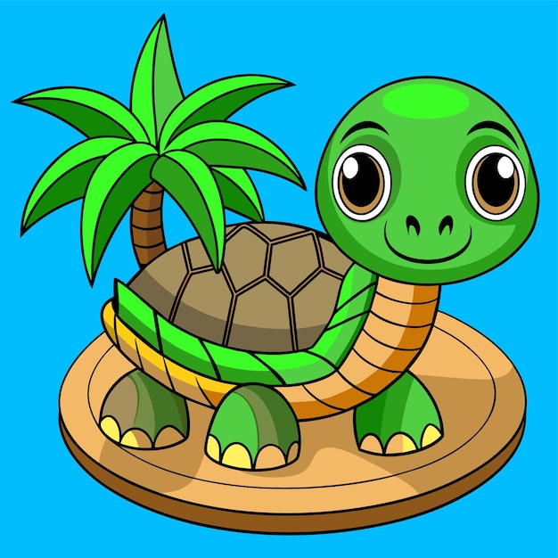 Vector tortuga terrapin océano dibujado a mano plano elegante mascota personaje de dibujos animados dibujo pegatina concepto de icono