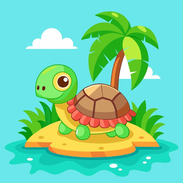 Vector tortuga terrapin océano dibujado a mano plano elegante mascota personaje de dibujos animados dibujo pegatina concepto de icono