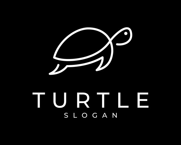 Tortuga Tortuga Terrapin Mascota Carácter Simple Una Línea Arte Lineal Mínimo Icono Vector Logo Diseño