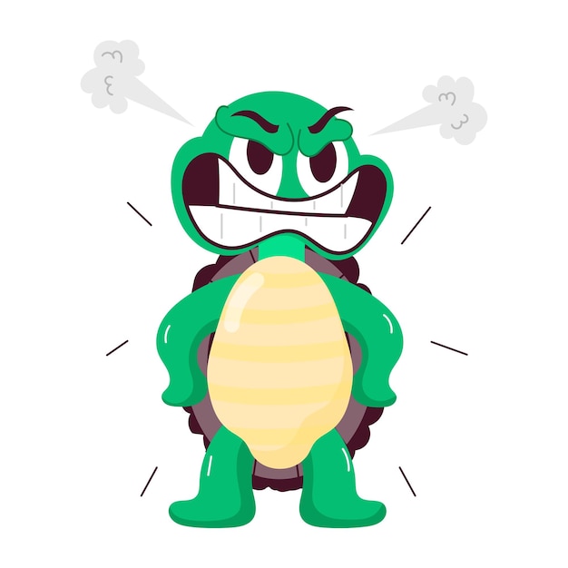 una tortuga verde con la boca abierta y la boca abierta