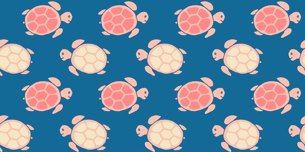 Tortugas patrón sin costuras Ilustración vectorial del mar con tortugas rosas y amarillas Marino azul