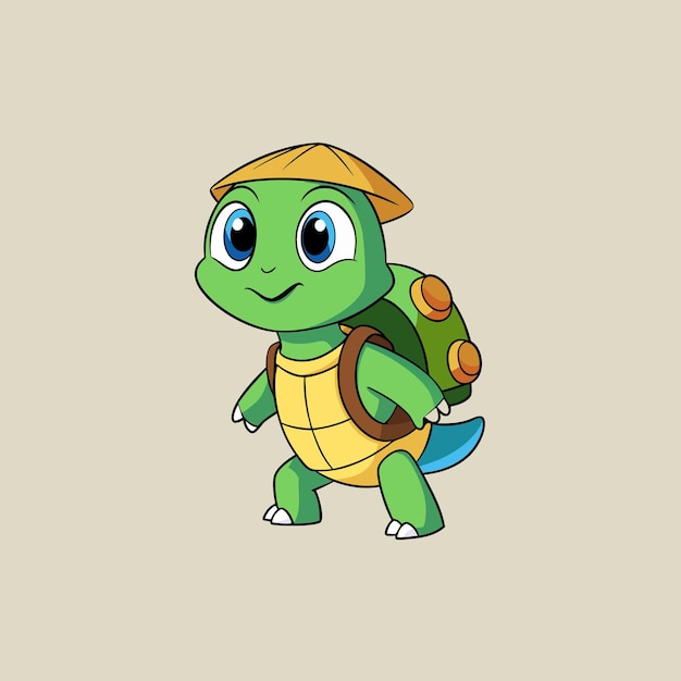 Tortugues de dibujos animados bonitas estudiantes van a la escuela arte vectorial ilustración o logotipo