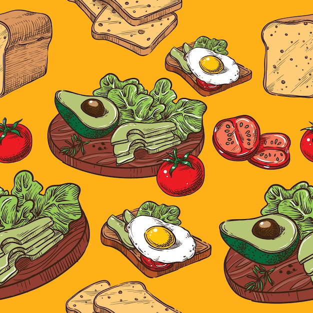Tostada Samless sketch con huevo y aguacate