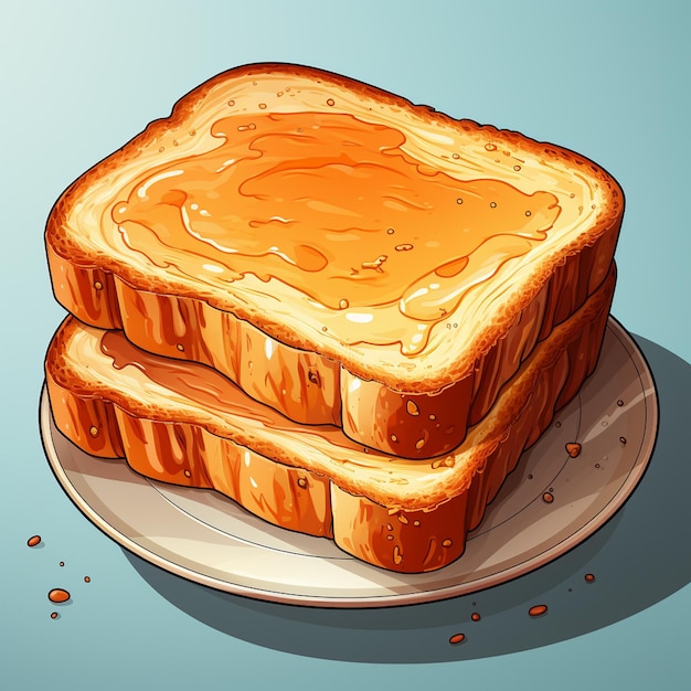 Vector tostado vector desayuno comida aislada rebanada comida pan ilustración deliciosa panadería morni