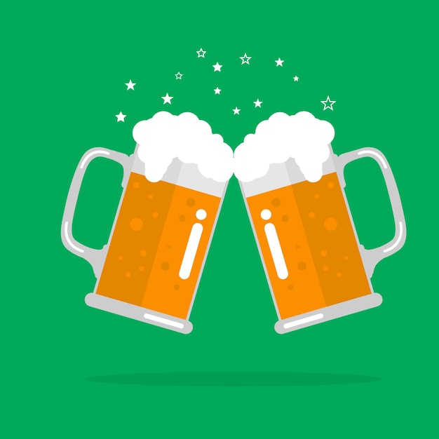 Tostar vasos de cerveza ilustración vectorial