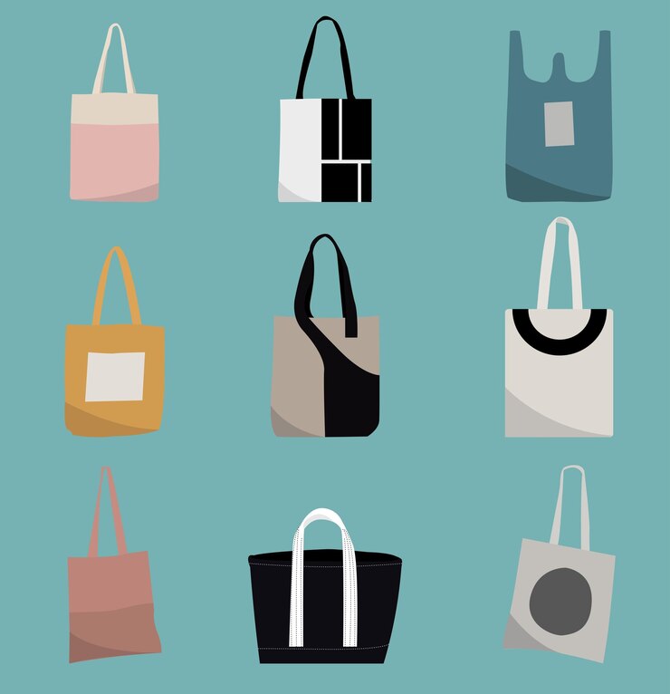 Vector tote bag diseño plano 3d