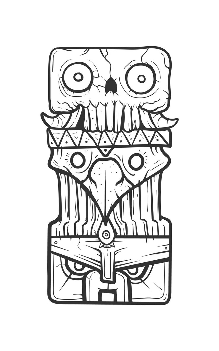 Vector tótem antiguo ilustración vectorial dibujada a mano dibujo de estilo boceto arte para merch