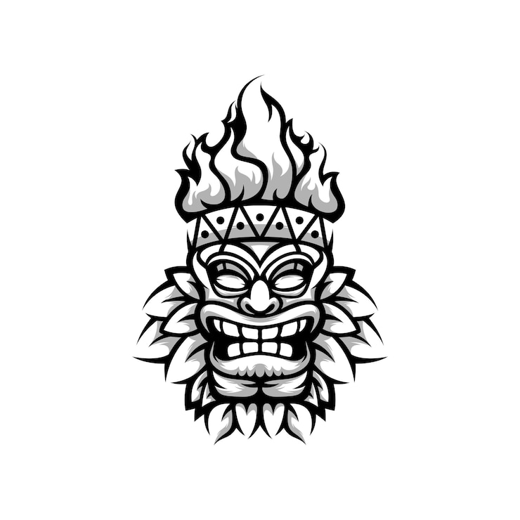 Vector totem mascot design blanco y negro