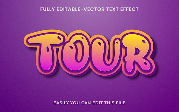 Tour 3d editable vector cartoon y comic style text effect