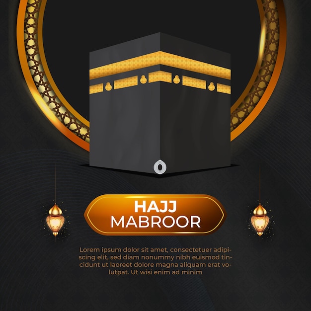 Tour Hajj y Umrah diseño de vectores de plantillas de redes sociales con kaaba realista para antecedentes islámicos