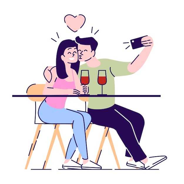 Tour del vino para recién casados ilustración de vector de color RGB semiplano