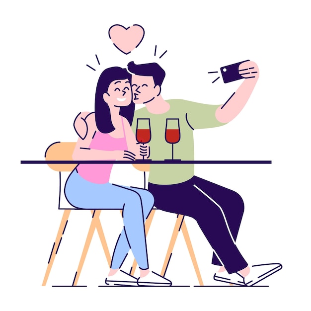 Tour del vino para recién casados ilustración de vector de color rgb semiplano