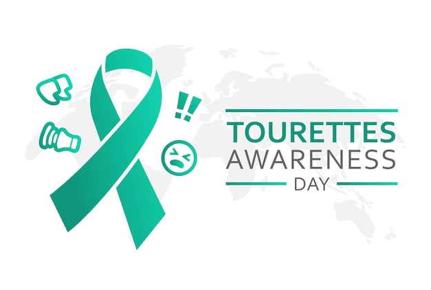 Vector tourettes awareness day design concepto del mes del síndrome de tourette con cinta verde azulado