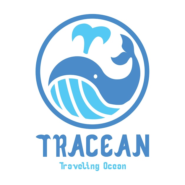 Tours and Traveling Ocean Logo Icono de ballena para agencia de viajes en ilustración vectorial