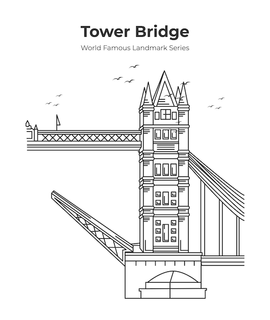 Vector tower bridge inglaterra famoso hito contorno ilustración