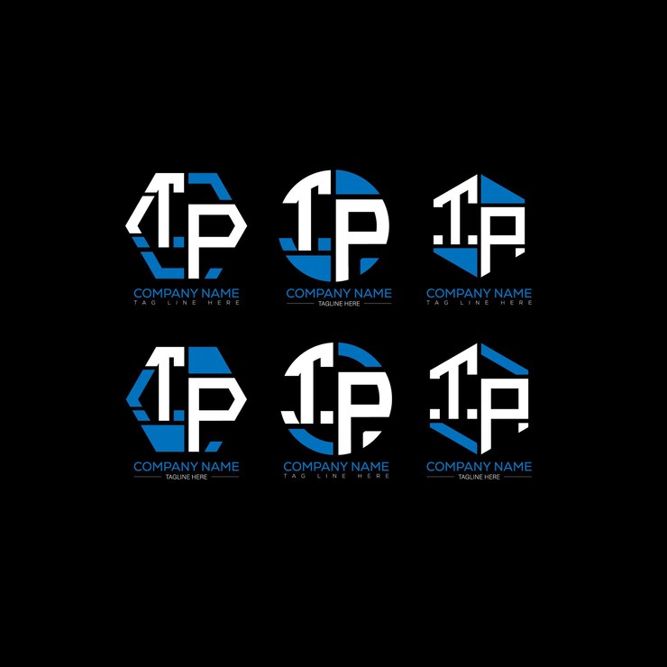 Vector tp minimalista y clásico diseño de conjunto de logotipo tp monograma polígono y vector de forma circular tp único