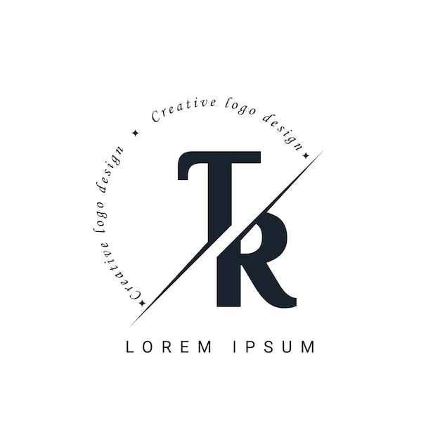 TR Diseño de letras del logotipo con un corte creativo Diseño creativo del logotipo