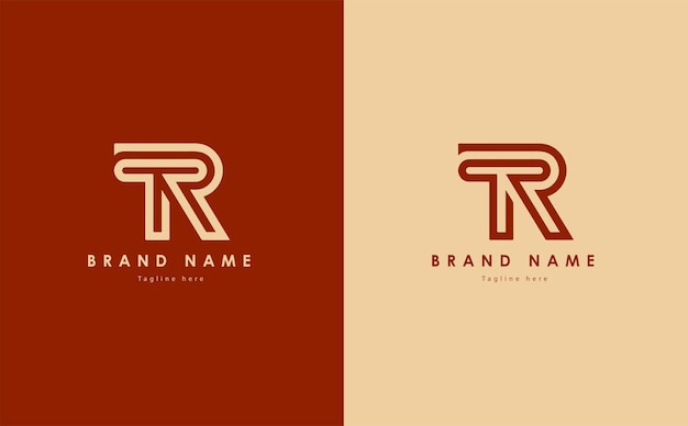 TR elegante diseño de logotipo vectorial en color rojo y amarillo claro