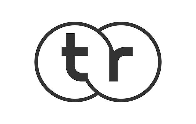 TR emblema de la empresa comercial con contornos redondos y letras t r plantilla de logotipo de dos círculos fusionados para el logotipo de identidad de marca símbolo Vector Infinity