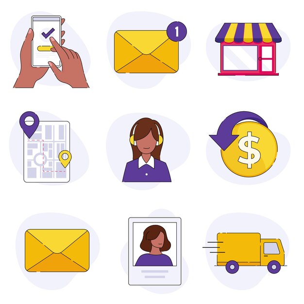 trabajador conjunto icono vector envío entrega