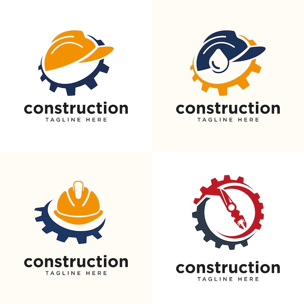 Trabajador de la construcción Colección de diseño de logotipo concepto industrial creativo moderno
