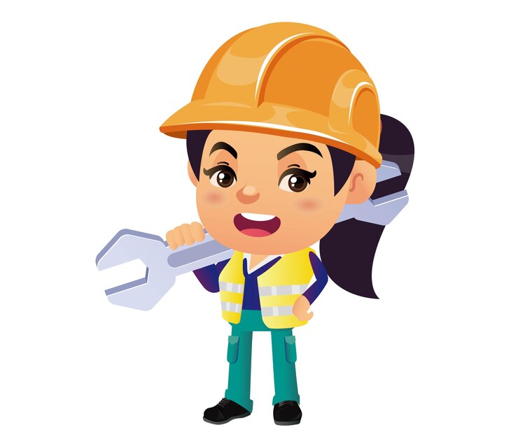 Vector trabajador de la construcción con diferentes poses.