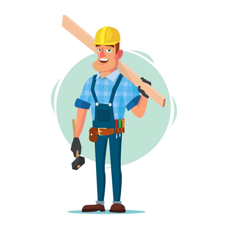 Vector trabajador de la construcción con herramientas
