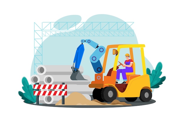 Un trabajador de la construcción opera maquinaria pesada para despejar un sitio de construcción