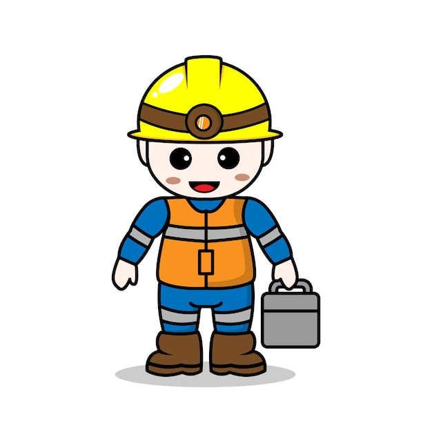 Vector trabajador de la construcción sobre fondo blanco