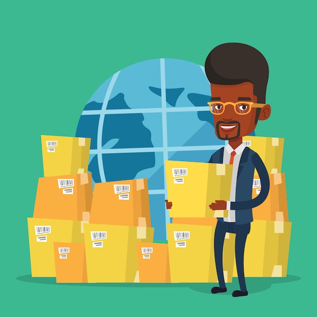 Trabajador empresarial de servicio de entrega internacional.