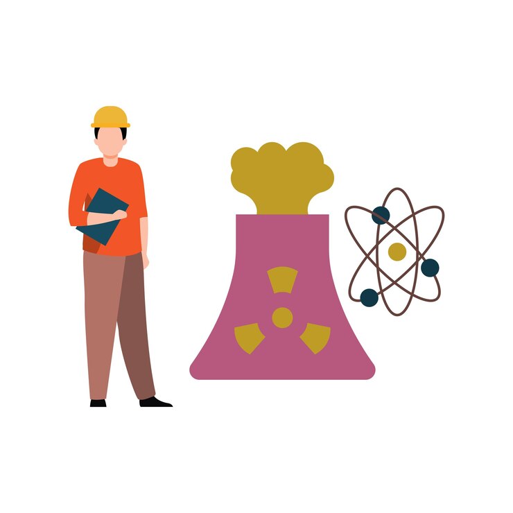 Vector un trabajador se encuentra cerca de un reactor nuclear.