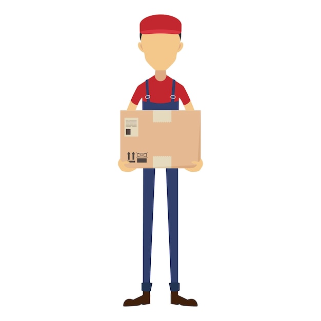 Trabajador de entregas con una caja de cartón