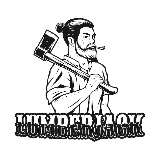 Trabajador de madera de leñador vector logo