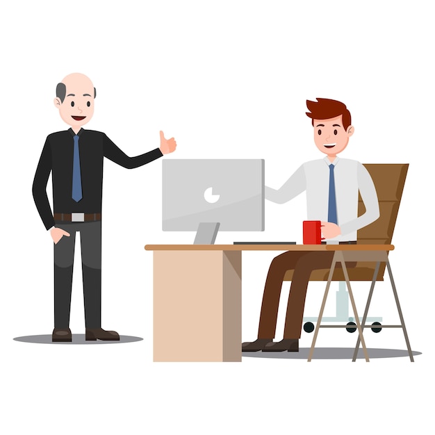 Trabajador que trabaja en escritorio obtener cumplido