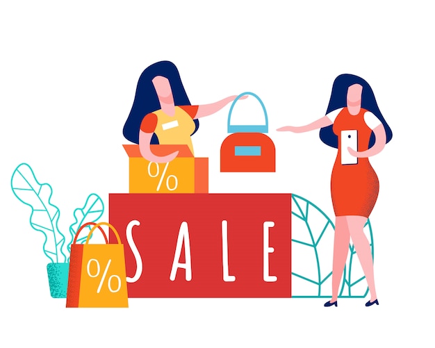 Vector trabajador de tienda y cliente ilustración plana