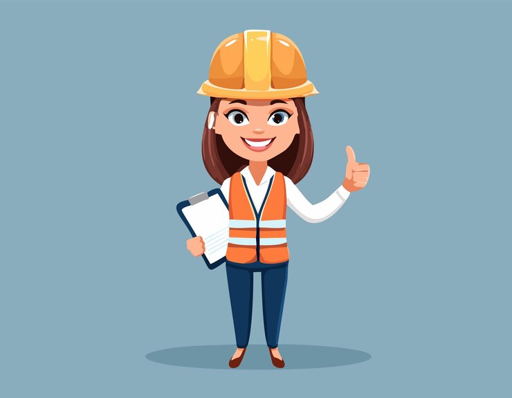 trabajadora en un casco de seguridad con los pulgares hacia arriba ilustración de arte vectorial