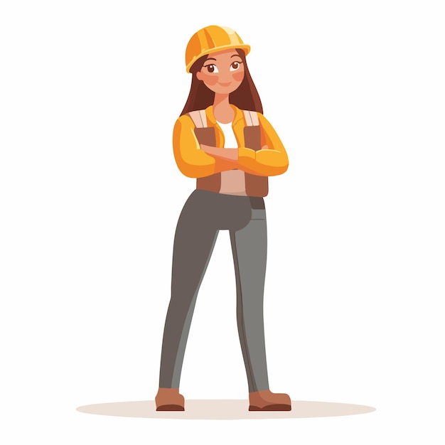 Trabajadora de producción femenina de pie Vector de carácter