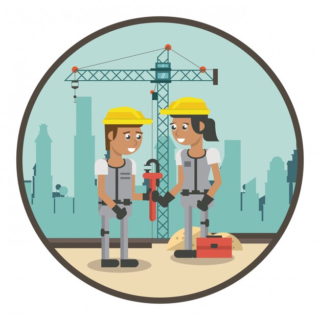 Trabajadores de la construcción dibujos animados